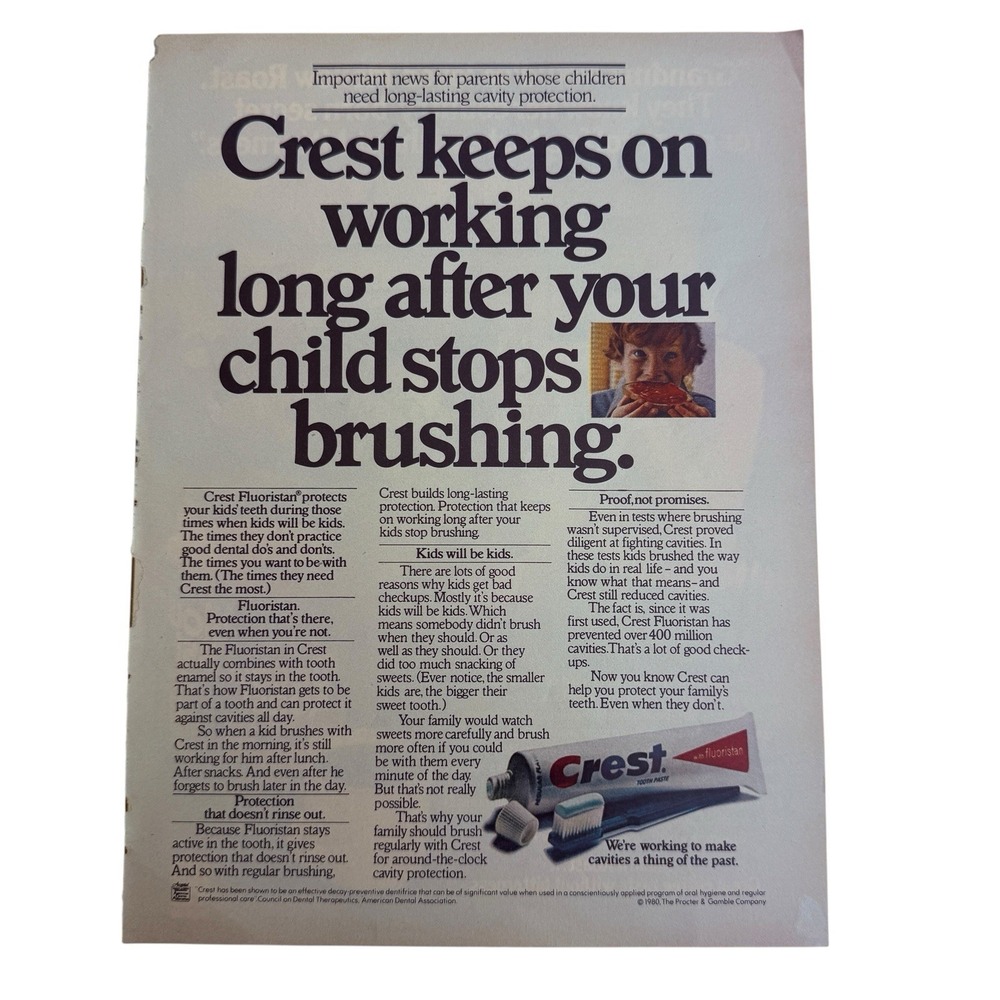 1980 Crest Toothpaste Vintage Magazine Print Ad People Mag Advertisement